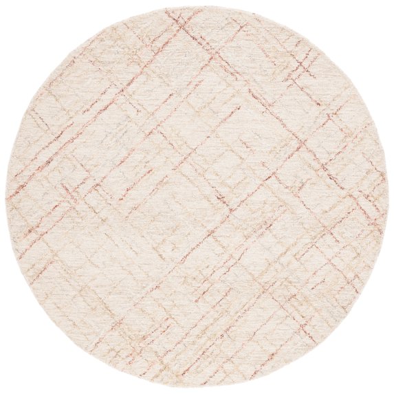 SAFAVIEH Micro-Loop Beth Distressed Area Rug, Ivory/Red, 6' x 6' Round