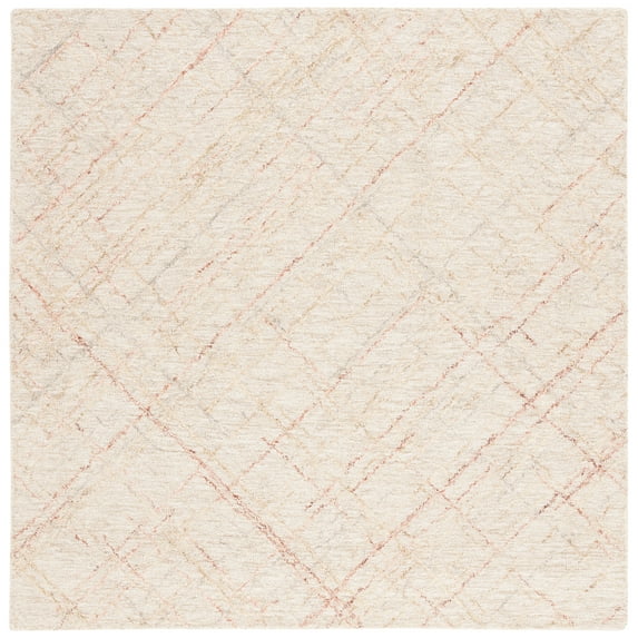 SAFAVIEH Micro-Loop Beth Distressed Area Rug, Ivory/Red, 6' x 6' Square