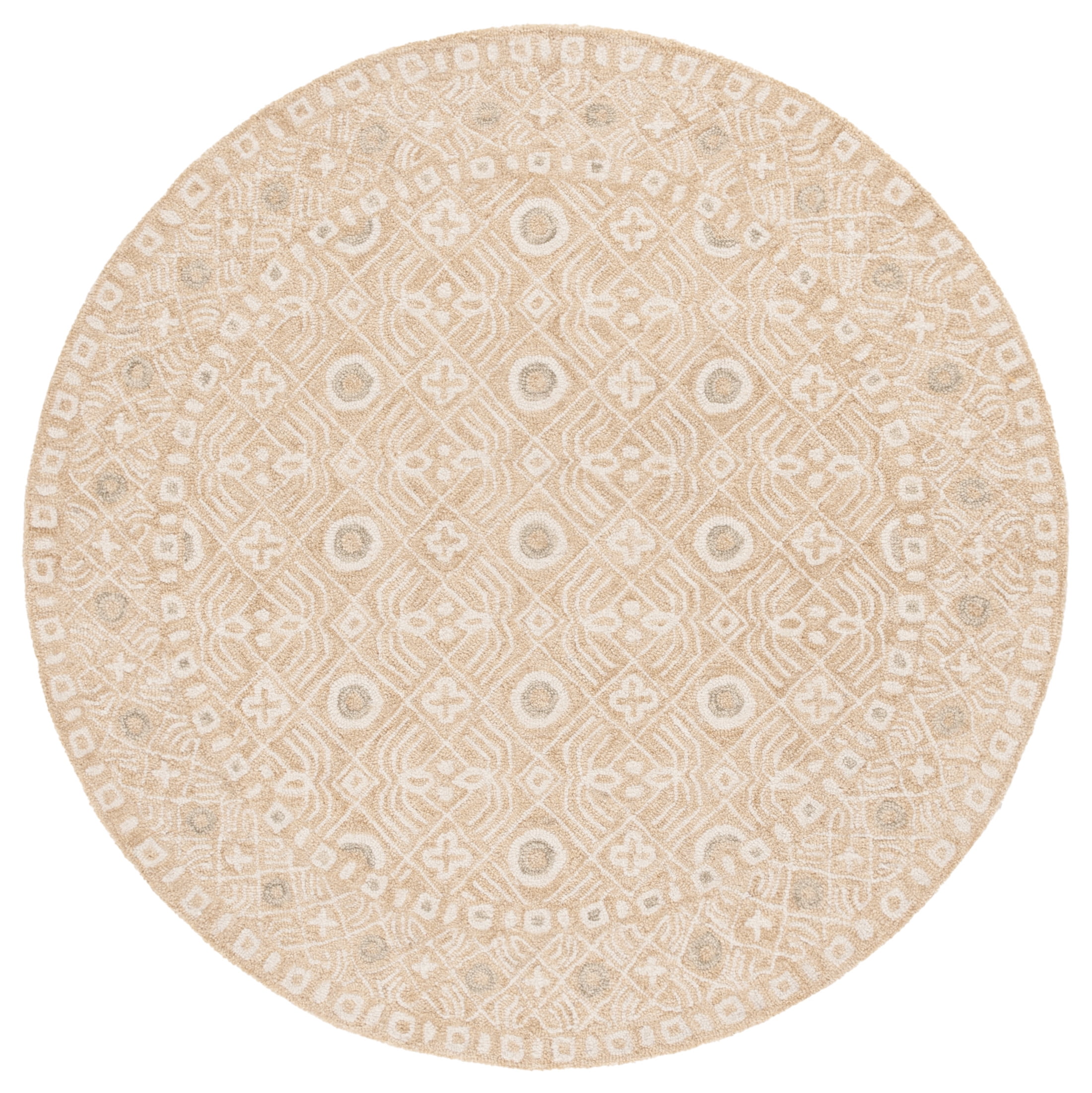 SAFAVIEH Micro-Loop Blazhe Floral Area Rug, Gold/Ivory, 5' x 5' Round