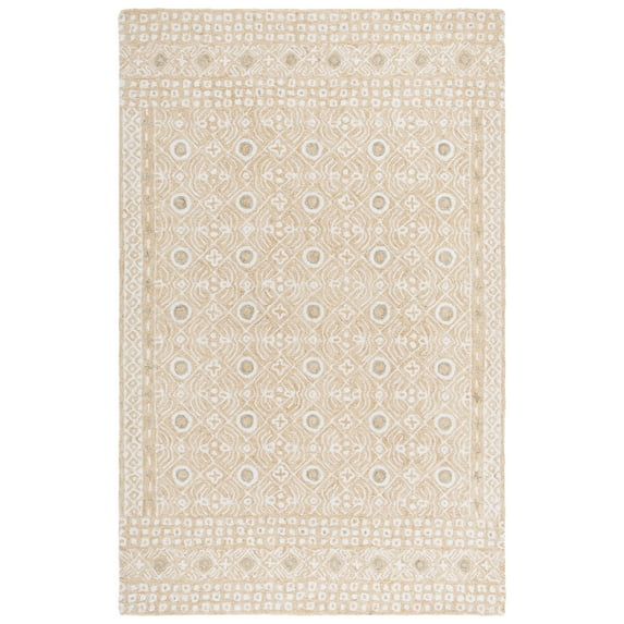 SAFAVIEH Micro-Loop Blazhe Floral Area Rug, Gold/Ivory, 5' x 8'