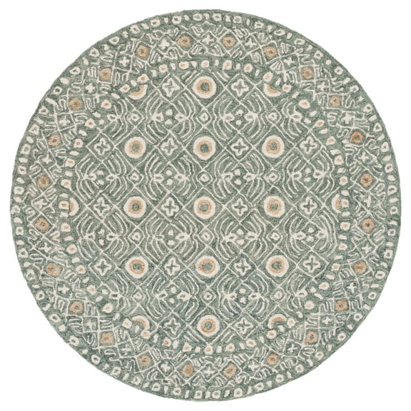 SAFAVIEH Micro-Loop Blazhe Floral Area Rug, Green/Ivory, 5' x 5' Round