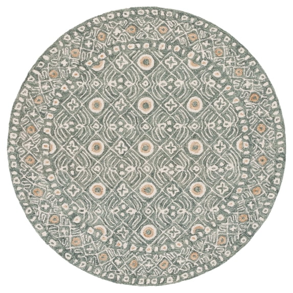Round Loop Rug SAFAVIEH Micro-Loop Blazhe Floral Area Rug, Green/Ivory, 5' x 5' Round ...