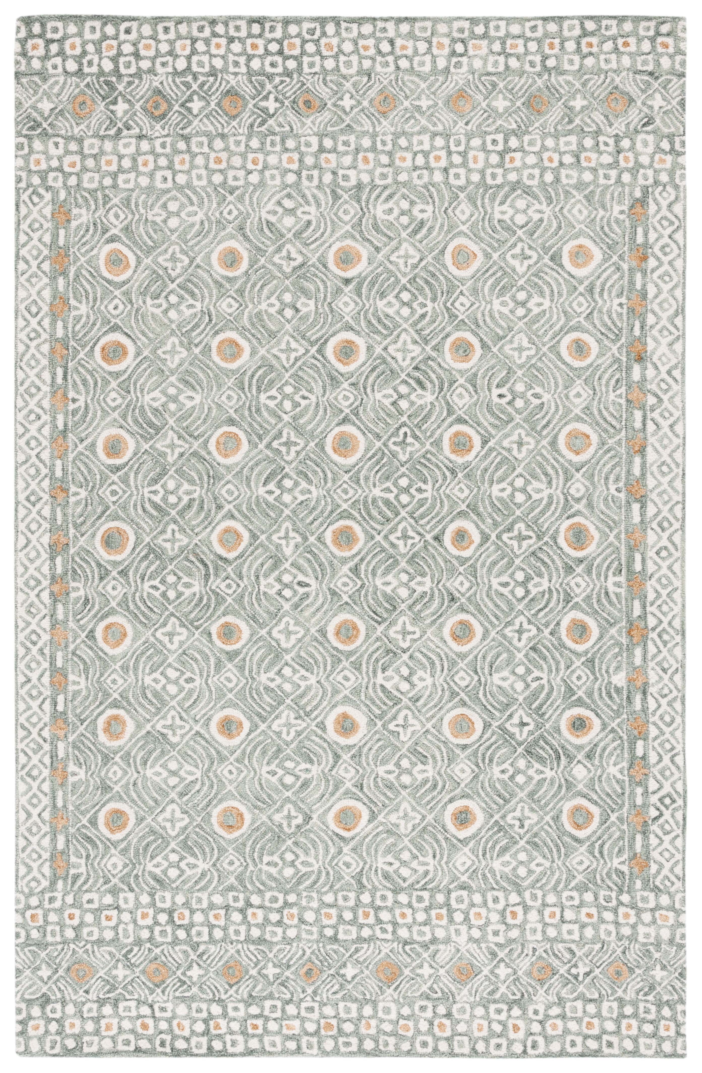 SAFAVIEH Micro-Loop Blazhe Floral Area Rug, Green/Ivory, 5' x 8'