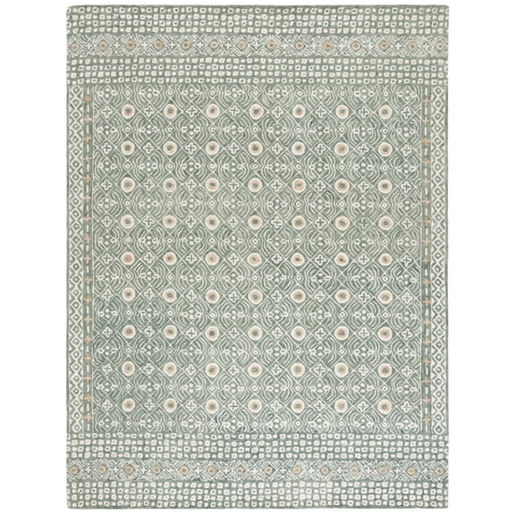 SAFAVIEH Micro-Loop Blazhe Floral Area Rug, Green/Ivory, 8' x 10'