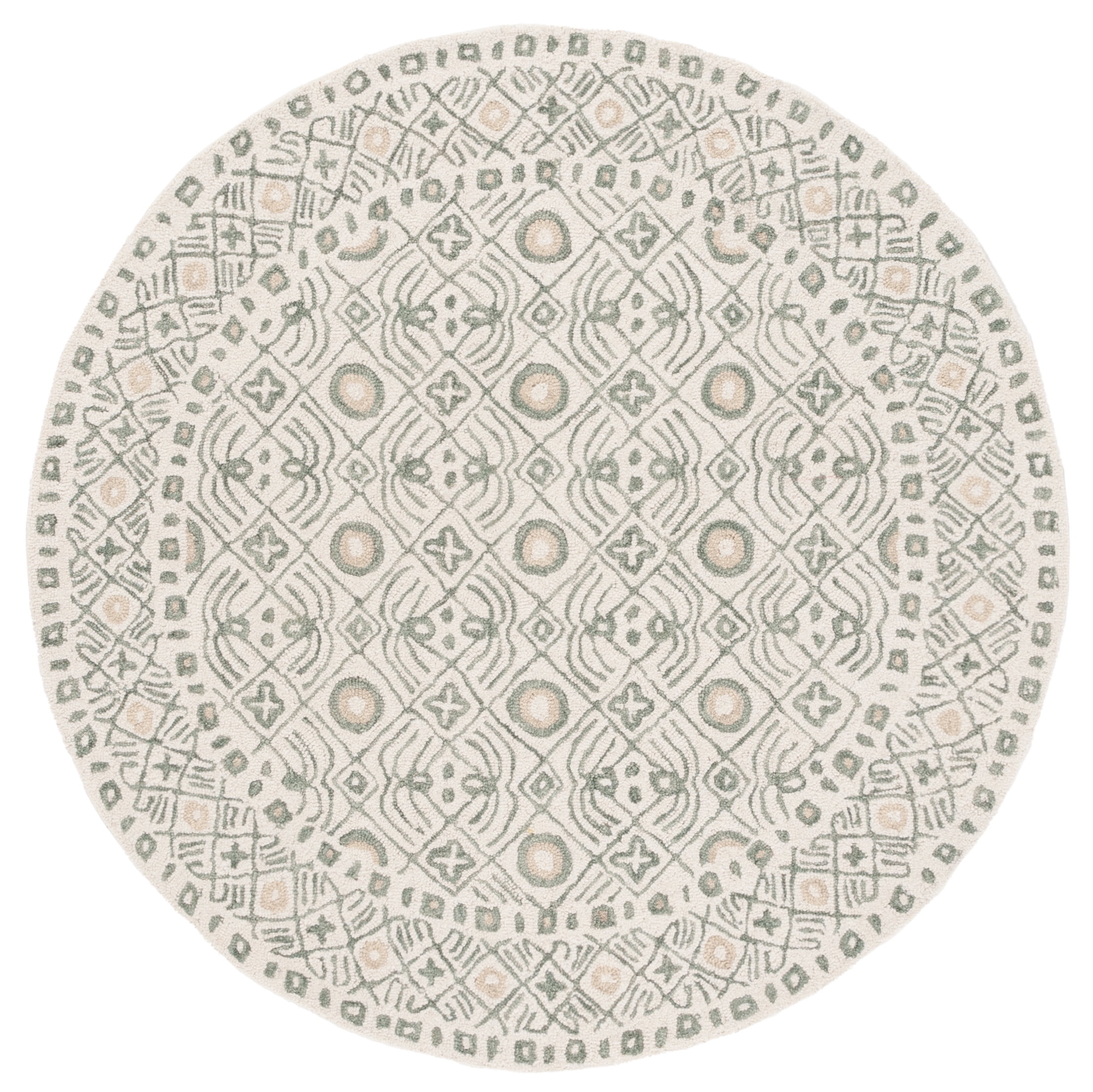 SAFAVIEH Micro-Loop Blazhe Floral Area Rug, Ivory/Grey, 5' x 5' Round