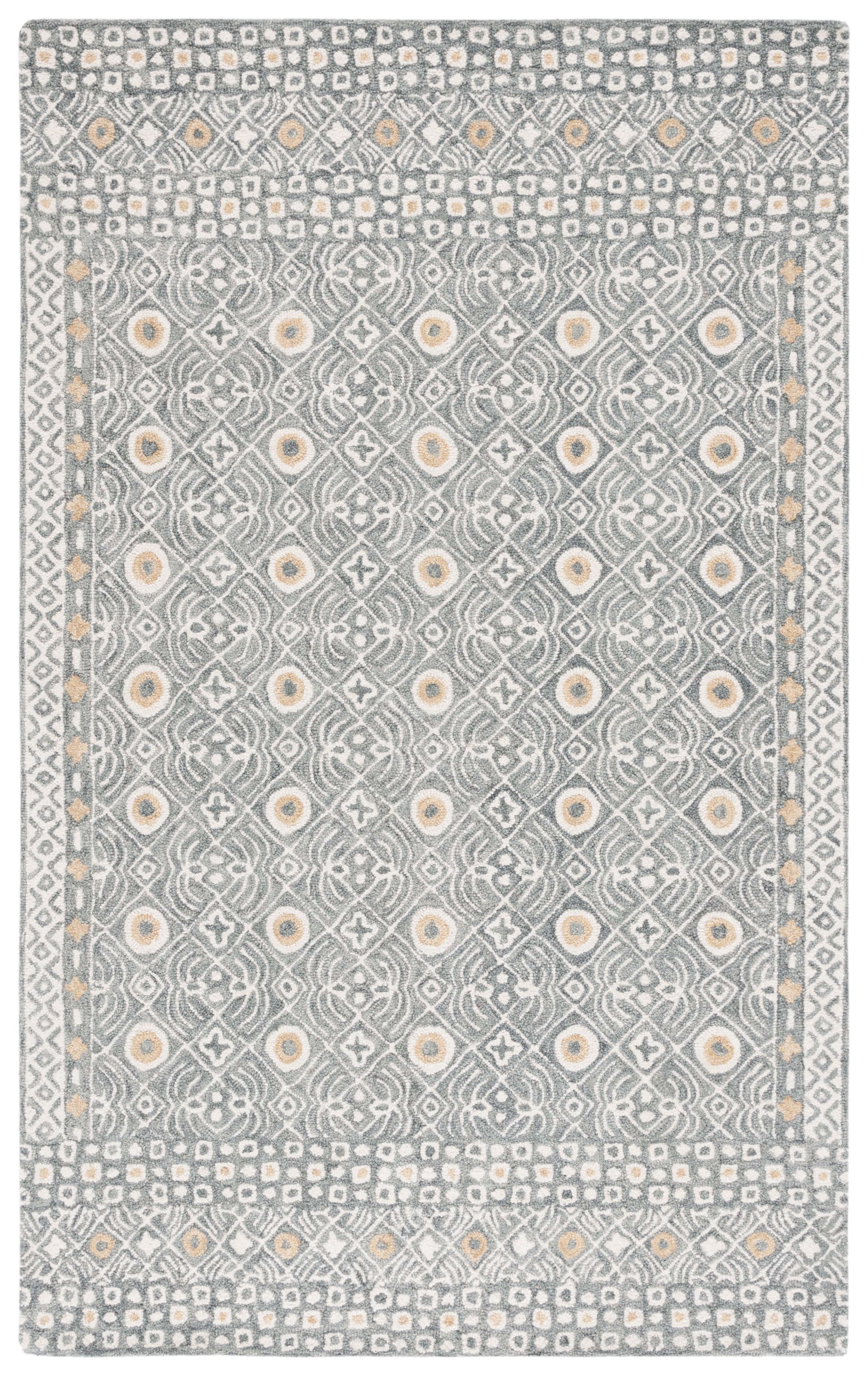 SAFAVIEH Micro-Loop Blazhe Floral Area Rug, Silver/Ivory, 4' x 6'