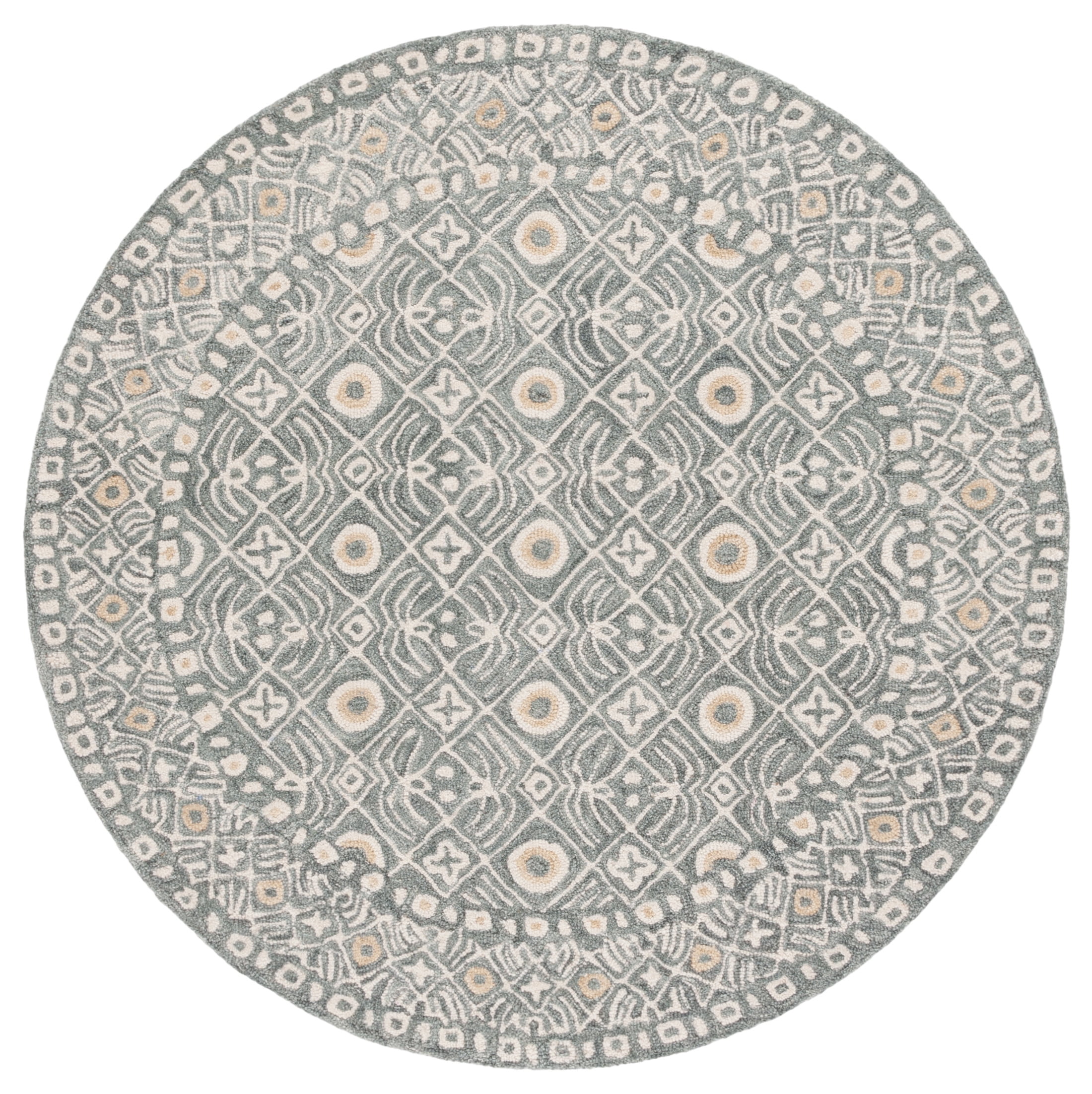 SAFAVIEH Micro-Loop Blazhe Floral Area Rug, Silver/Ivory, 5' x 5' Round