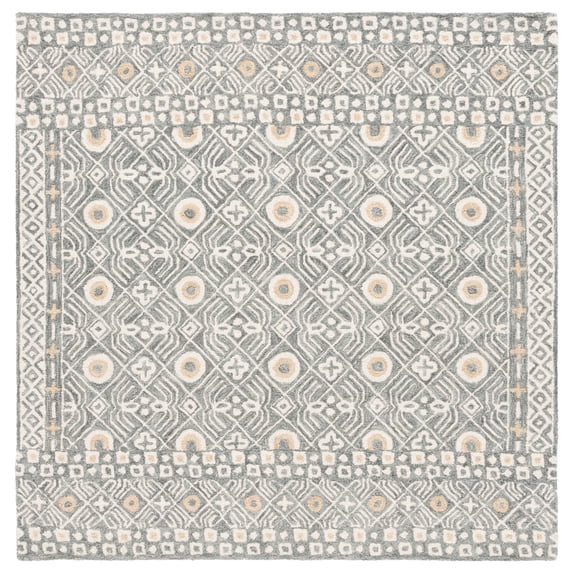 SAFAVIEH Micro-Loop Blazhe Floral Area Rug, Silver/Ivory, 5' x 5' Square