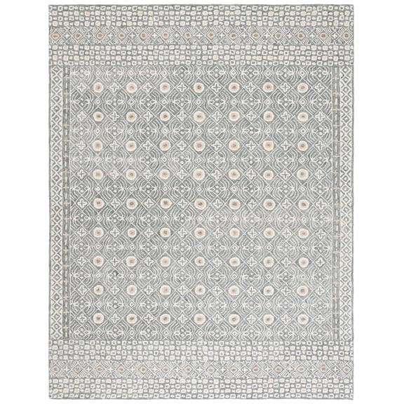 SAFAVIEH Micro-Loop Blazhe Floral Area Rug, Silver/Ivory, 8' x 10'