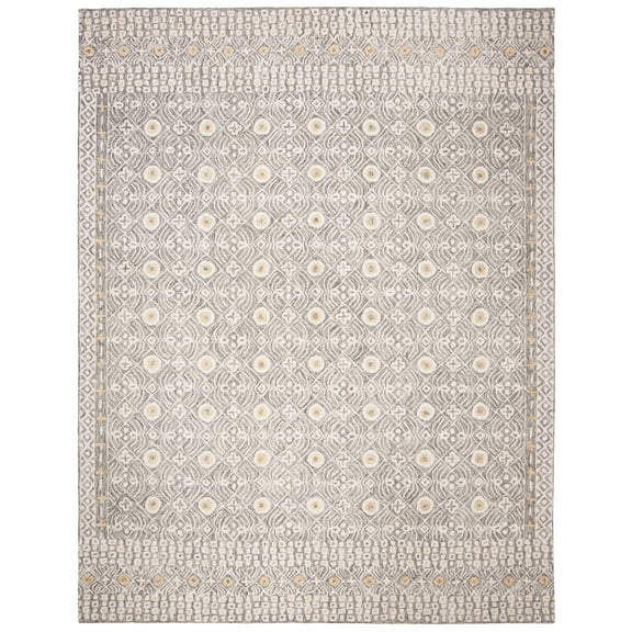 SAFAVIEH Micro-Loop Blazhe Floral Area Rug, Charcoal/Ivory, 8' x 10'