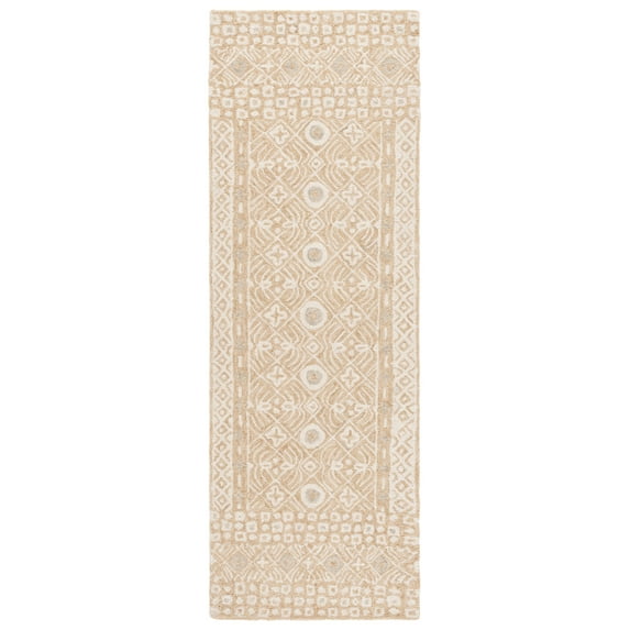 SAFAVIEH Micro-Loop Blazhe Floral Runner Rug, Gold/Ivory, 2'3" x 7'