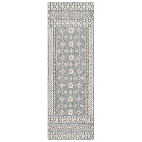 SAFAVIEH Micro-Loop Blazhe Floral Runner Rug, Silver/Ivory, 2'3" x 7'