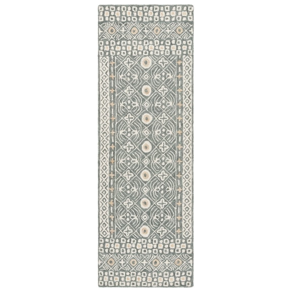 SAFAVIEH Micro-Loop Blazhe Floral Runner Rug, Silver/Ivory, 2'3" x 7'