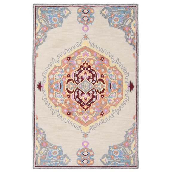 SAFAVIEH Micro-Loop Bosworth Oriental Area Rug, Beige/Orange, 5' x 8'