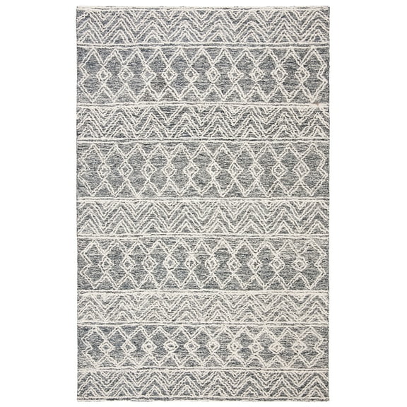 SAFAVIEH Micro-Loop Brayden Geometric Area Rug, Ivory/Black, 2'6" x 4'