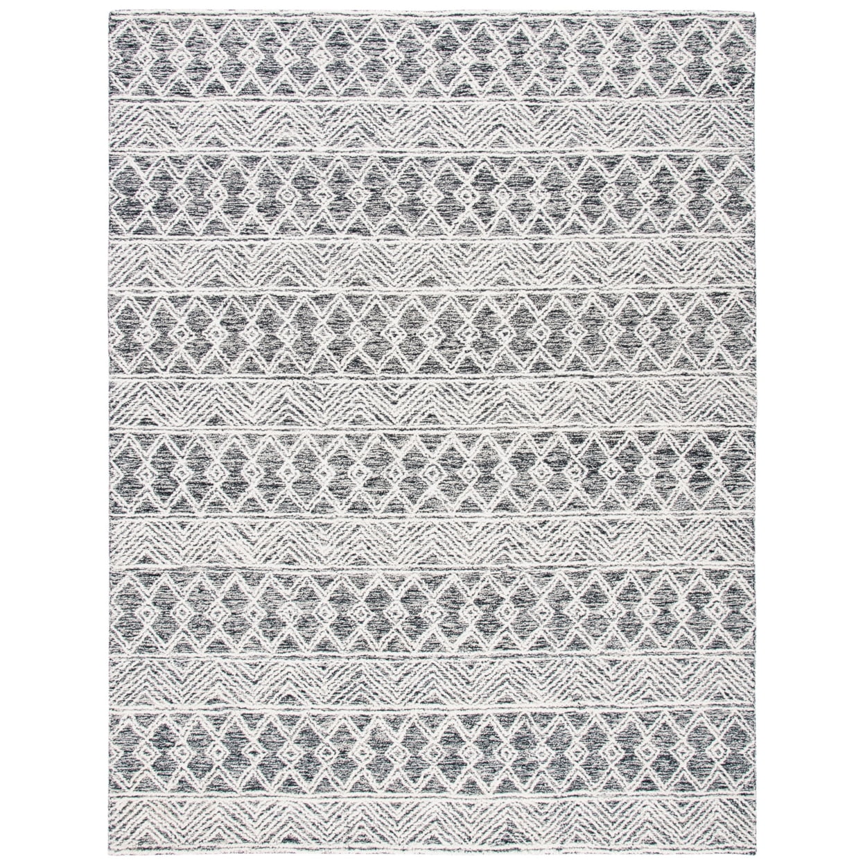 SAFAVIEH Micro-Loop Brayden Geometric Area Rug, Ivory/Black, 3' x 5'
