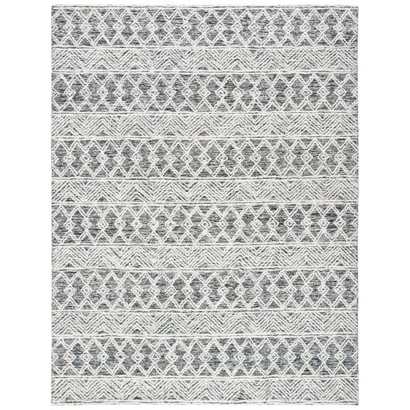 SAFAVIEH Micro-Loop Brayden Geometric Area Rug, Ivory/Black, 8' x 10'