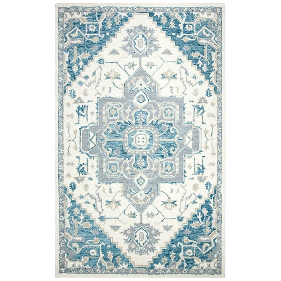 SAFAVIEH Micro-Loop Braylon Floral Area Rug, Ivory/Navy, 2' x 3'