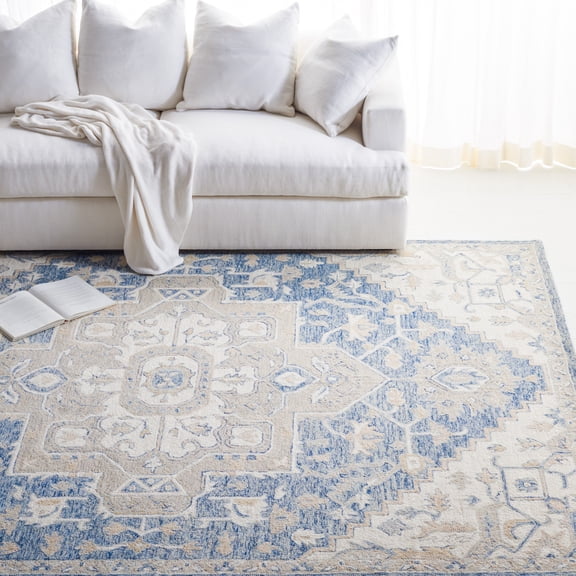 Safavieh Micro-Loop Braylon Floral Area Rug, Blue/Ivory, 8' x 10'