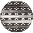 thumbnail image 1 of SAFAVIEH Micro-Loop Briony Diamond Striped Wool Area Rug, Charcoal/Ivory, 5' x 5' Round, 1 of 4