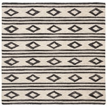 SAFAVIEH Micro-Loop Briony Geometric Wool Area Rug, Ivory/Charcoal, 5' x 5' Square
