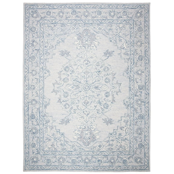 SAFAVIEH Micro-Loop Britton Oriental Area Rug, Light Blue/Ivory, 10' x 14'