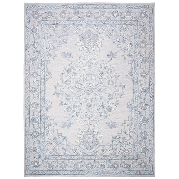 SAFAVIEH Micro-Loop Britton Oriental Area Rug, Light Blue/Ivory, 11' x 15'