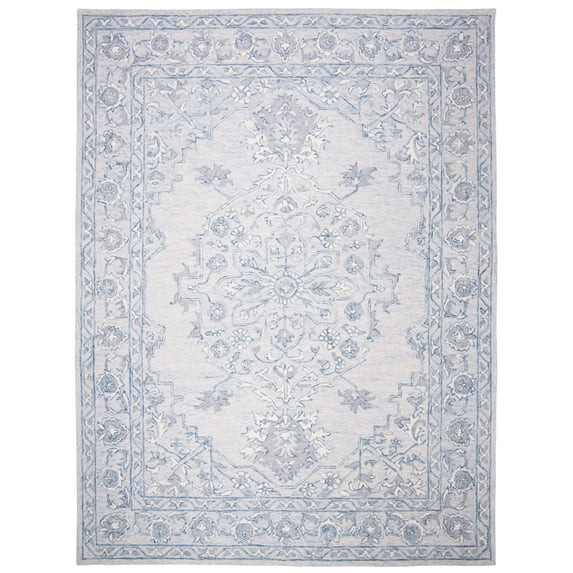 SAFAVIEH Micro-Loop Britton Oriental Area Rug, Light Blue/Ivory, 3' x 3' Round