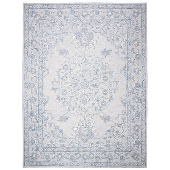 SAFAVIEH Micro-Loop Britton Oriental Area Rug, Light Blue/Ivory, 3' x 5'