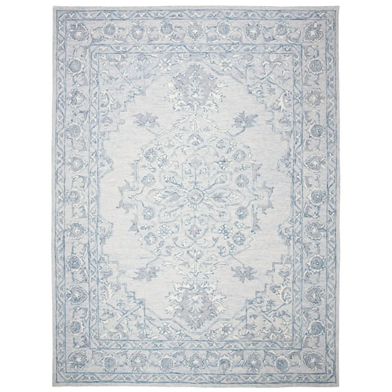 SAFAVIEH Micro-Loop Britton Oriental Area Rug, Light Blue/Ivory, 6' x 9'