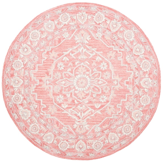 SAFAVIEH Micro-Loop Britton Oriental Area Rug, Pink/Ivory, 3' x 3' Round
