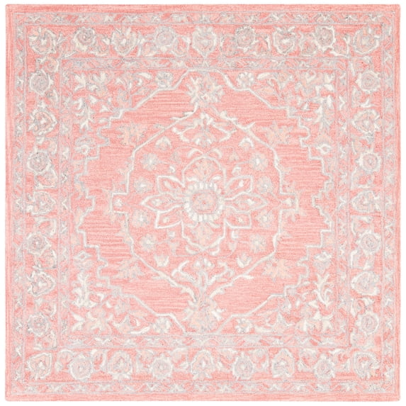 SAFAVIEH Micro-Loop Britton Oriental Area Rug, Pink/Ivory, 3' x 3' Square