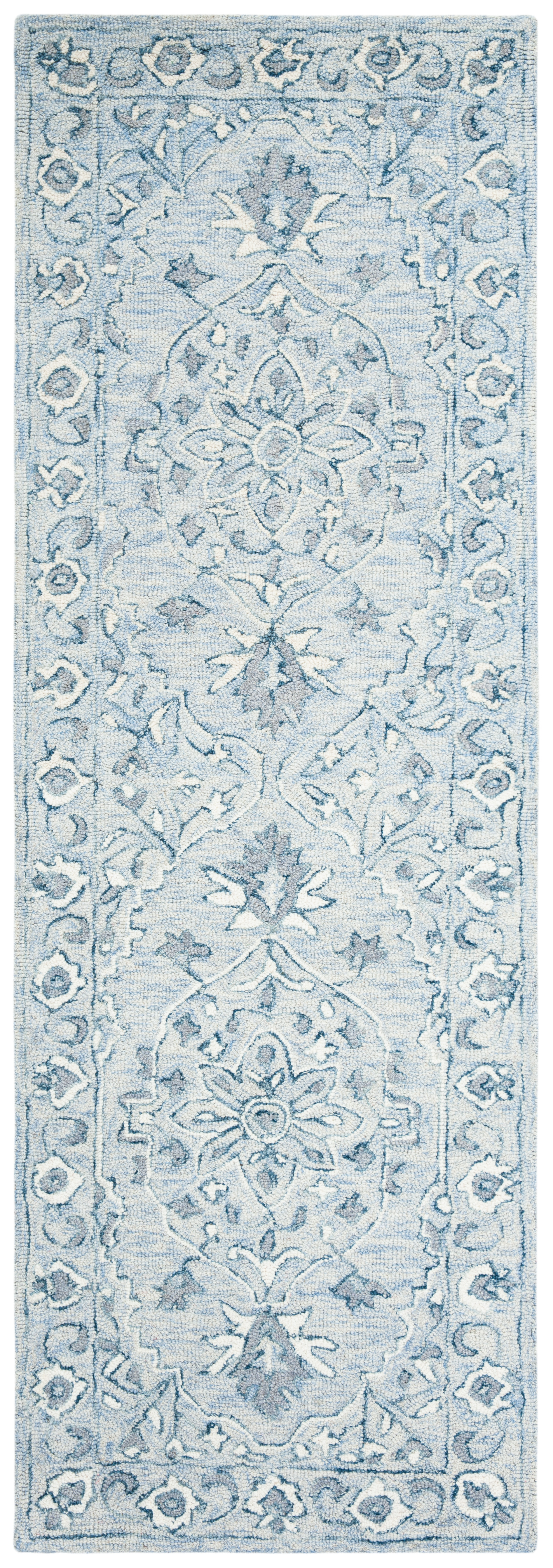 SAFAVIEH Tappeto Shabby Chic In Lana Premium - Collezione Micro-Loop MLP504F, Grigio Chiaro/Avorio, 2'3 X 11' (69x335 Cm Circa)