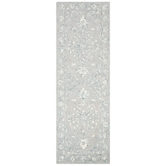 SAFAVIEH Micro-Loop Britton Oriental Runner Rug, Light Grey/Ivory, 2'3" x 11'