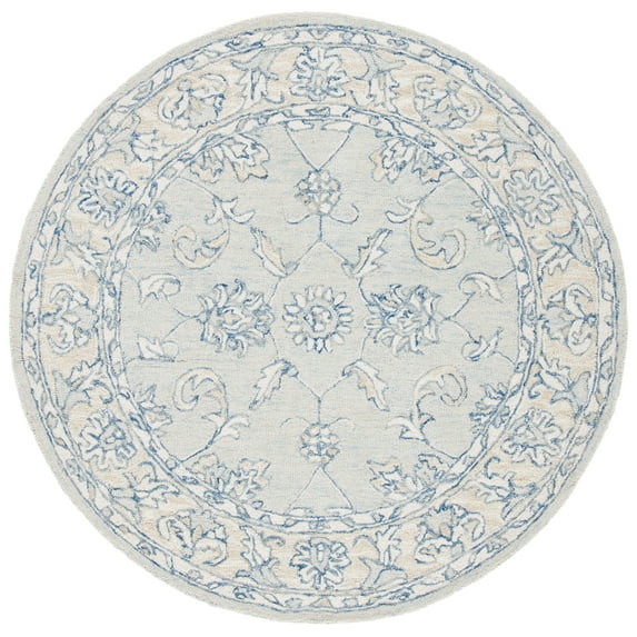 SAFAVIEH Micro-Loop Calista Oriental Area Rug, Blue/Beige, 3' x 3' Round