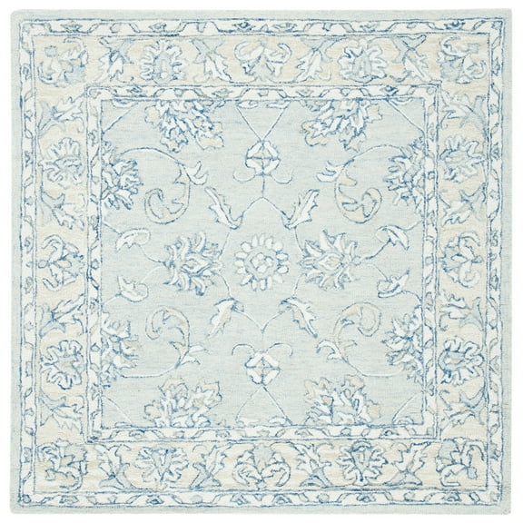 SAFAVIEH Micro-Loop Calista Oriental Area Rug, Blue/Beige, 3' x 3' Square