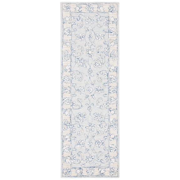 SAFAVIEH Micro-Loop Calista Oriental Runner Rug, Blue/Beige, 2'3" x 11'