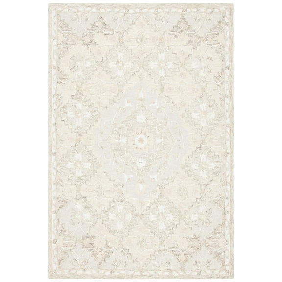 SAFAVIEH Micro-Loop Candis Floral Area Rug, Beige/Grey, 4' x 6'