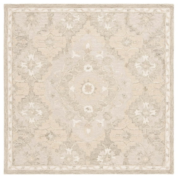 SAFAVIEH Micro-Loop Candis Floral Area Rug, Beige/Grey, 5' x 5' Square
