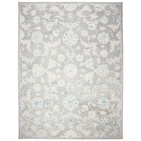 SAFAVIEH Micro-Loop Carl Floral Area Rug, Grey/Ivory, 3' x 5'