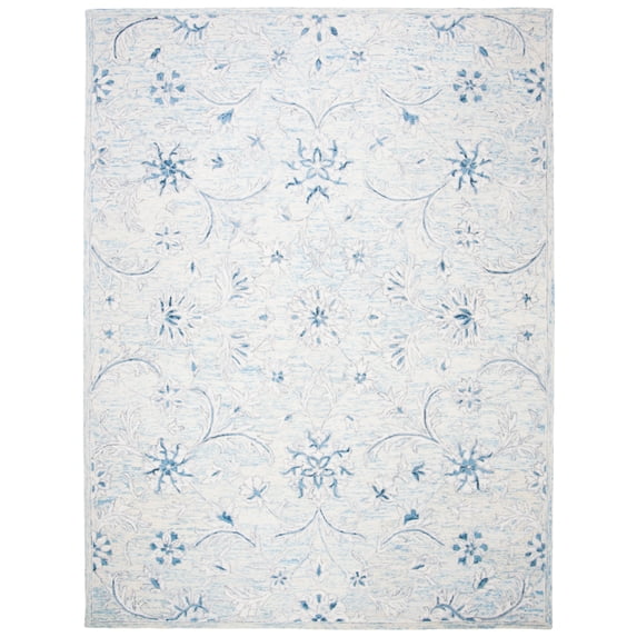 SAFAVIEH Micro-Loop Carl Floral Area Rug, Light Blue/Ivory, 11' x 15'