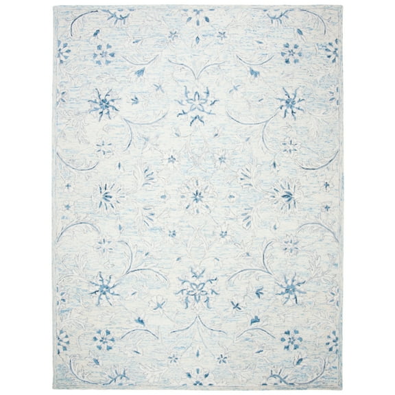 SAFAVIEH Micro-Loop Carl Floral Area Rug, Light Blue/Ivory, 2' x 3'