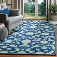 thumbnail image 1 of SAFAVIEH Micro-Loop Carl Floral Overdyed Wool Area Rug, Navy/Grey, 8' x 10', 1 of 9