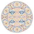 thumbnail image 1 of SAFAVIEH Micro-Loop Carlene Medallion Area Rug, Beige/Blue, 5' x 5' Round, 1 of 8