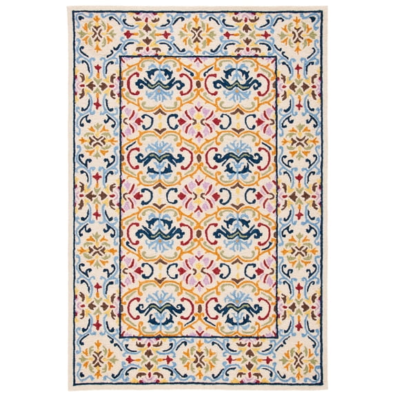 SAFAVIEH Micro-Loop Carlene Medallion Area Rug, Beige/Blue, 5' x 8'