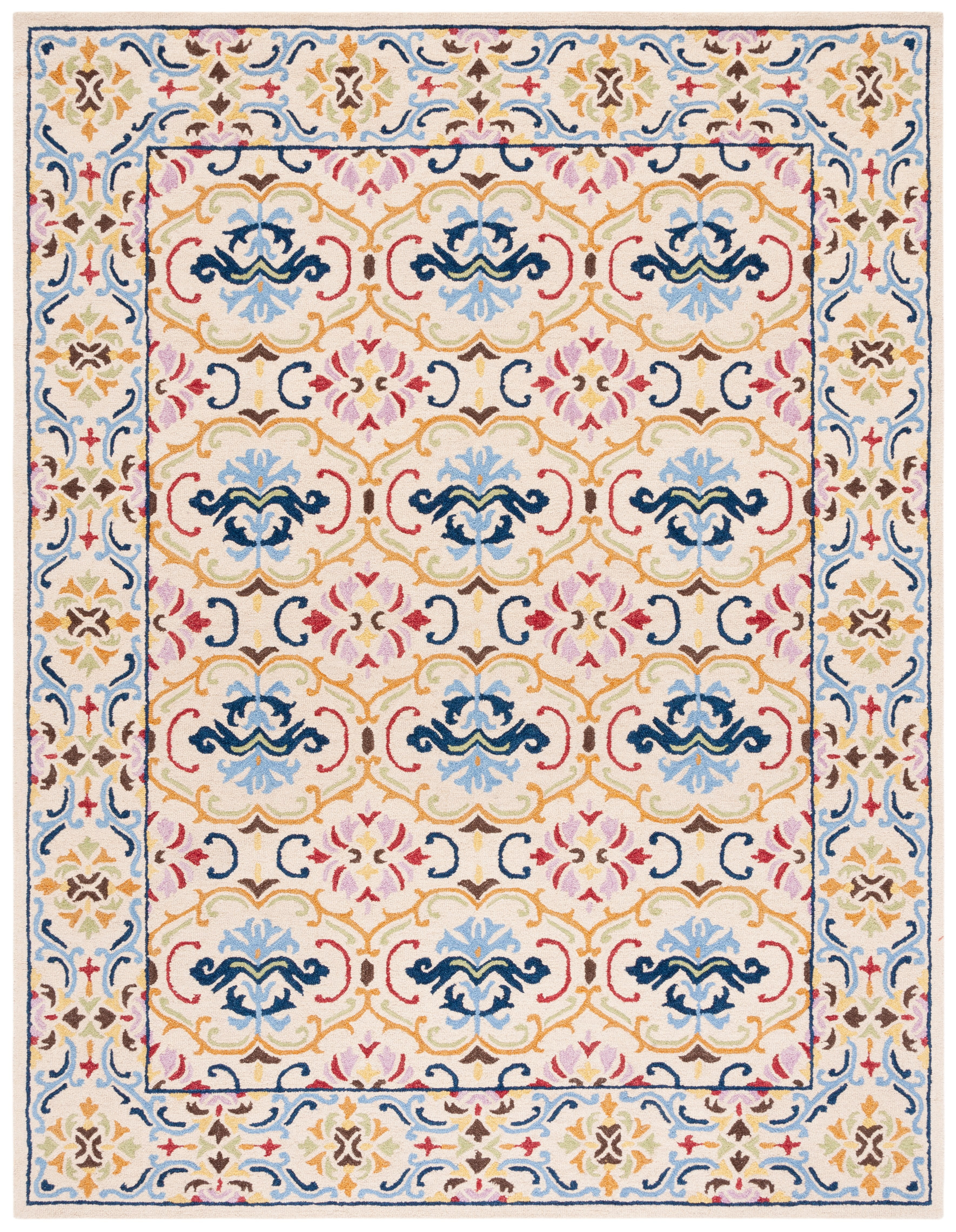 SAFAVIEH Micro-Loop Carlene Medallion Area Rug, Beige/Blue, 8' x 10'