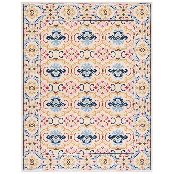 SAFAVIEH Micro-Loop Carlene Medallion Area Rug, Beige/Blue, 8' x 10'