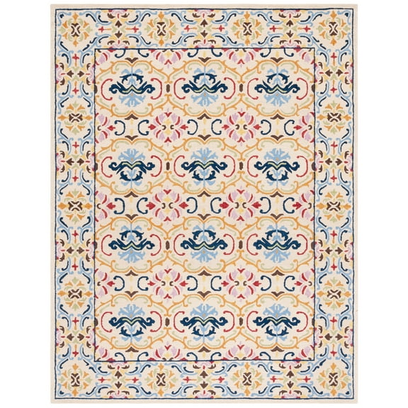 SAFAVIEH Micro-Loop Carlene Medallion Area Rug, Beige/Blue, 8' x 10'