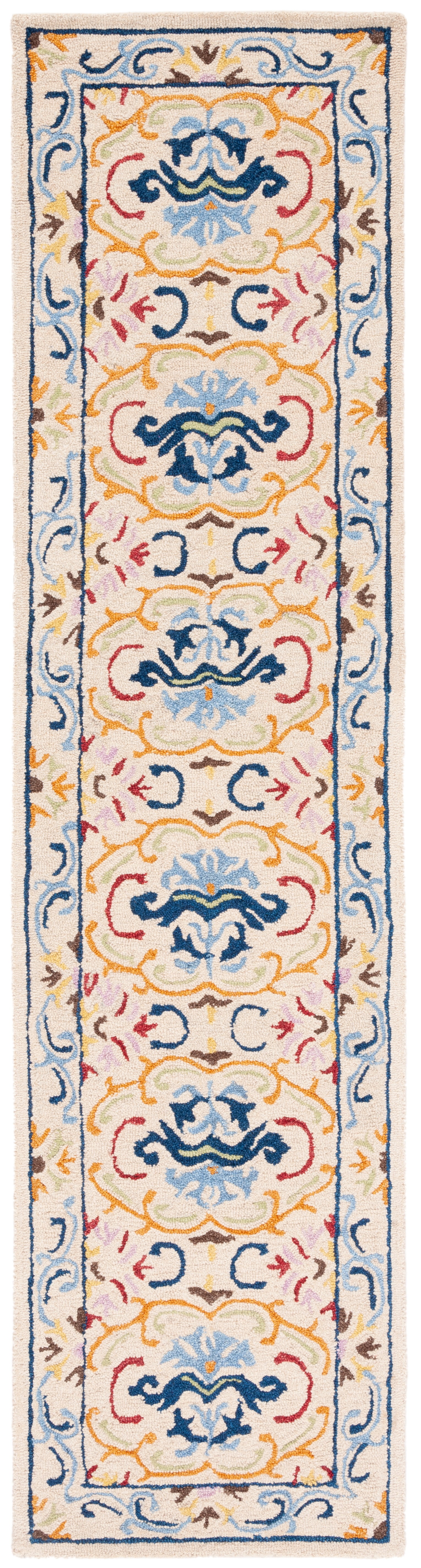 Handmade Blue and Beige Wool Tufted Area Rug