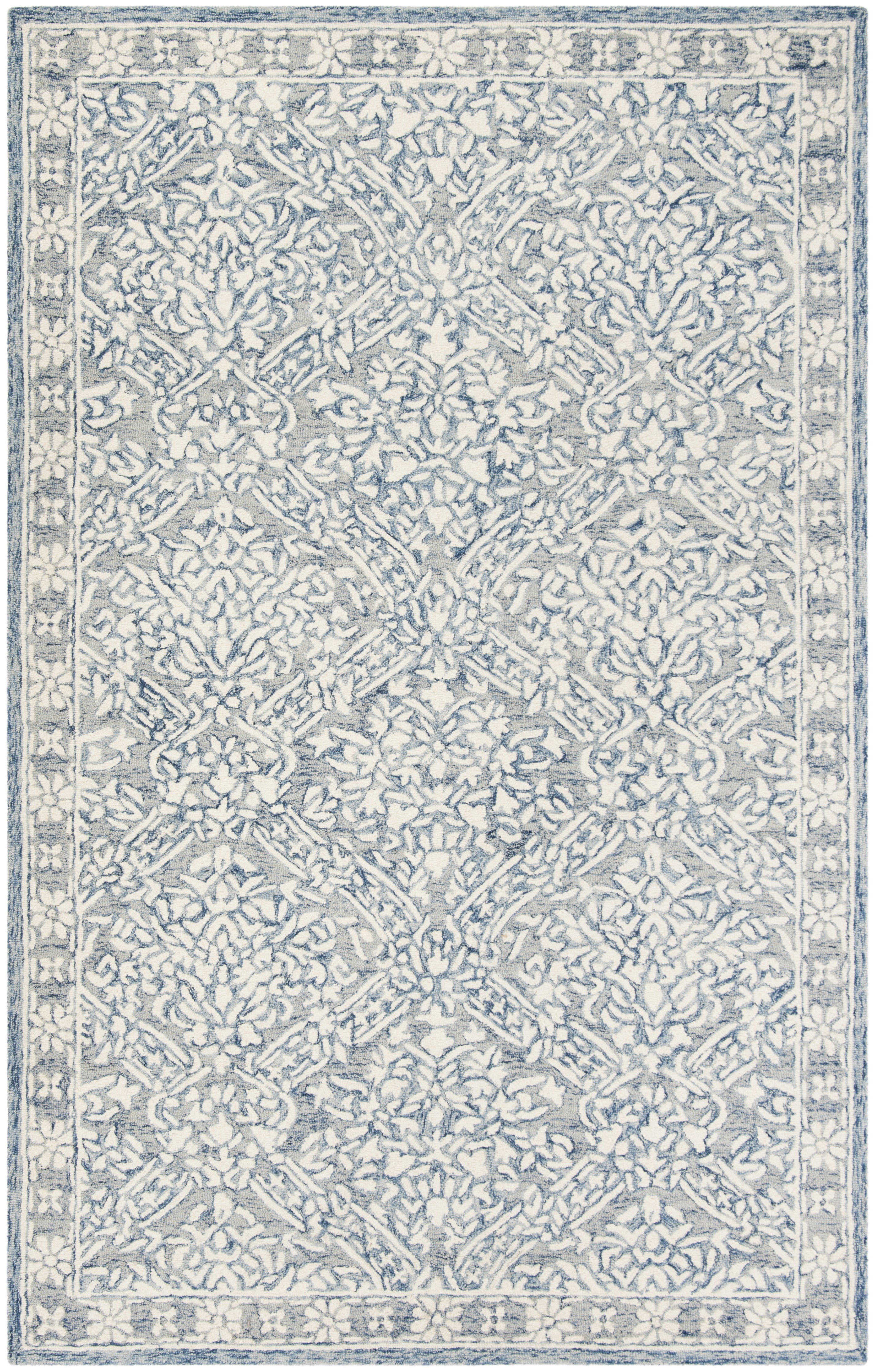 Handmade Luxe Blue Wool 4' x 6' Tufted Rectangular Rug